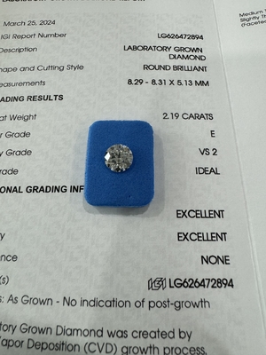 ซื้อ 2.19 คาราท E VS2 3EX CVD ห้องปฏิบัติการเพชรใหญ่ทรงกลม online manufacture