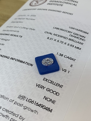 ซื้อ 1.38ct Oval Cut Lab Diamond CVD E VS1 EX VG N IGI รับรอง online manufacture