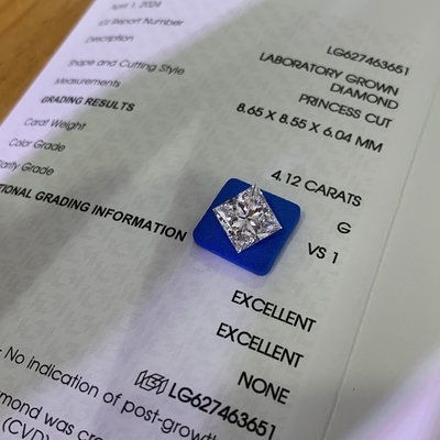 ซื้อ 4.12CT G VS1 2EX ห้องปฏิบัติการ CVD สร้างเพชรตัดเจ้าหญิงสําหรับการทําเครื่องประดับ online manufacture