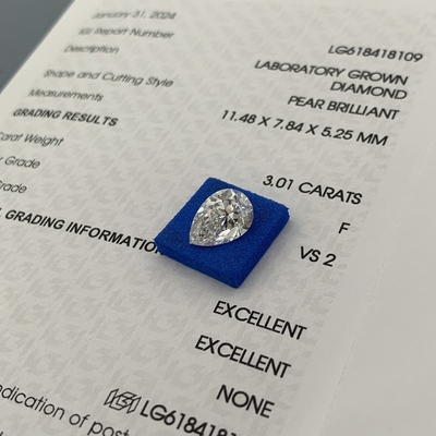 ซื้อ 3.01CT F สี VS2 ความชัดเจน 2EX รูปพรรษา เพชรปลูกในห้องปฏิบัติการ online manufacture
