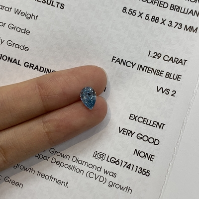 ซื้อ 1.29ct VVS2 รูปทรงมุก Lab สร้างเพชร Fancy VIVID Blue online manufacture