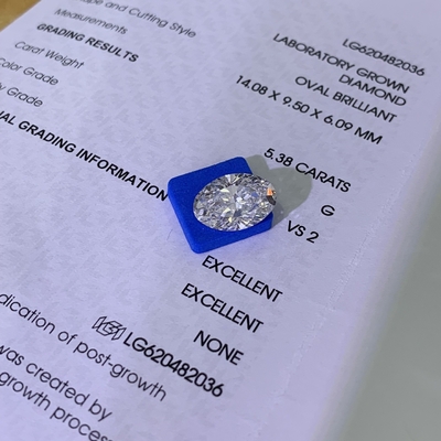 ซื้อ 5.38ct กว้าง Brilliance เพชร Oval Cut CVD G VS2 2EX N online manufacture