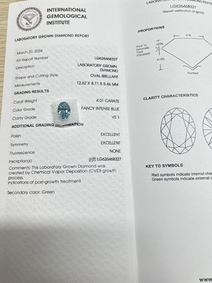 ซื้อ สีฟ้า 4.01ct VS1 CVD Lab สร้างเพชรเพชรประดิษฐ์เพชรประดิษฐ์เพชรประดิษฐ์ online manufacture