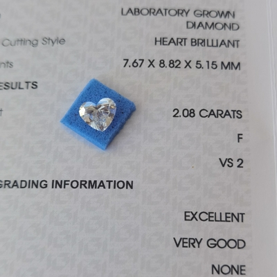 ซื้อ 2.08ct CVD หัวใจทรงแล็บเพชร VS2 F OEM ODM online manufacture
