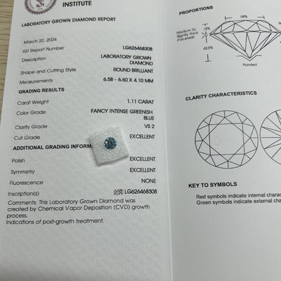 ซื้อ คารา 1.11ct ความชัดเจน VS2 สร้างจากห้องปฏิบัติการ online manufacture