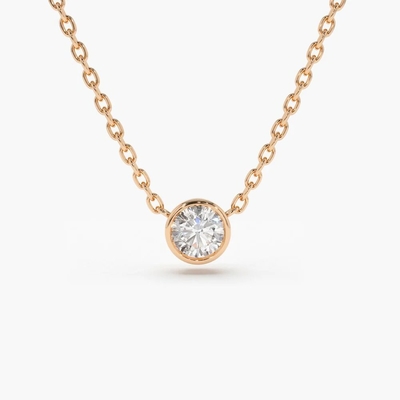 ซื้อ 18K 14K 10K เนื้อทองเหลืองแท้ ความใส CVD กลมตัด Bezel ห้องปฏิบัติการเติบโต Diamond Necklace online manufacture