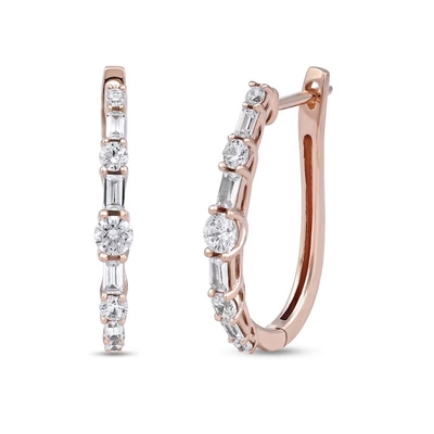 ซื้อ 10K 14K 18K เนื้อทองแท้ ชายทําแล็บเพาะเพชร Hoop หูหู Baguette Cut online manufacture