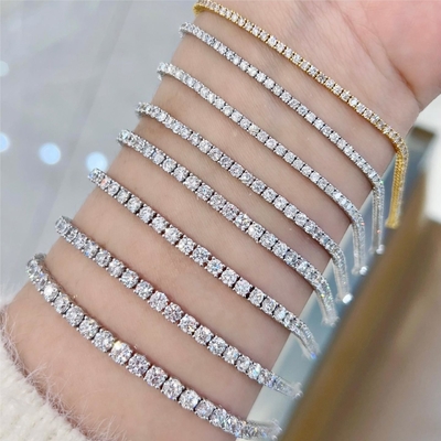 ซื้อ ทองคําแท้ ความใส CVD ตัดกลม Bezel ห้องปฏิบัติการเติบโต Diamond Bracelet รูปหินแท้กลม online manufacture