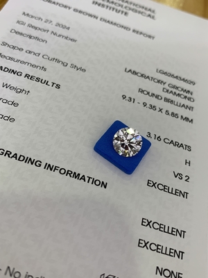 3.16CT H VS2 3EX กลมตัด CVD Lab เพชร LG626434629