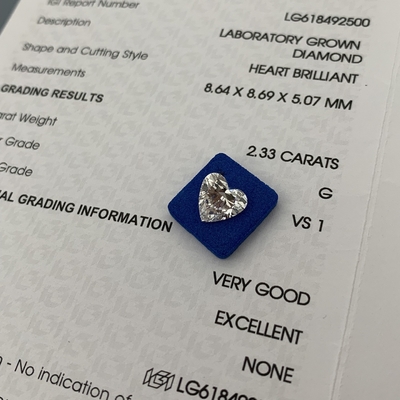 2.33ct หัวใจเพชรตัด CVD G VS1 2EX N IGI เพชรเทียม