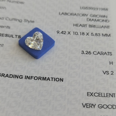 3.26ct หัวใจทรงแล็บเพชร CVD H VS2 2EX N IGI LG539231988