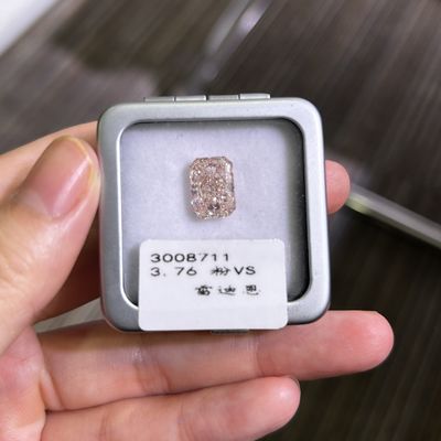 CVD 3.76ct เพชรสีชมพูสังเคราะห์ สร้างในห้องปฏิบัติการ เพชรตัดรังสี