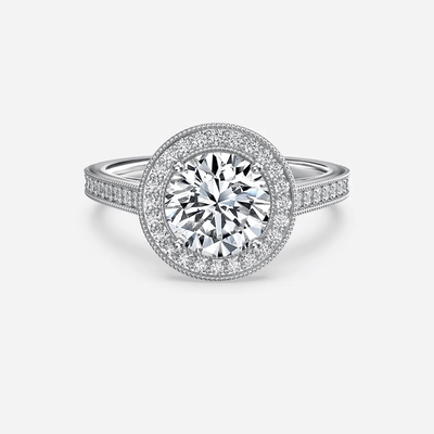 IGI Lab Grown Halo Diamond Ring VVS ความชัดเจน HPHT ตัดเพชร